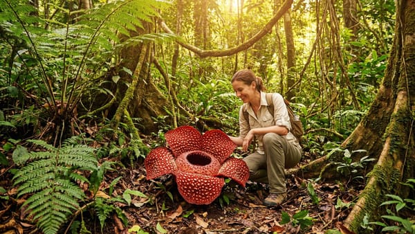 Rafflesia Arnoldi — největší květ na světě v tropickém pralese u Padangu