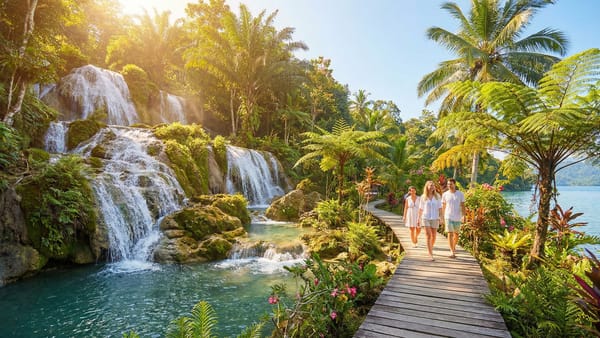 Jezero Poso s vodopádem Saluopa