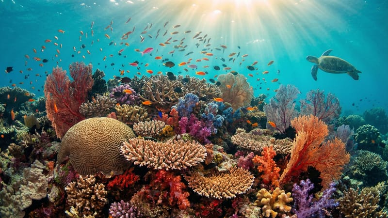 Korálové útesy v národním parku Bunaken